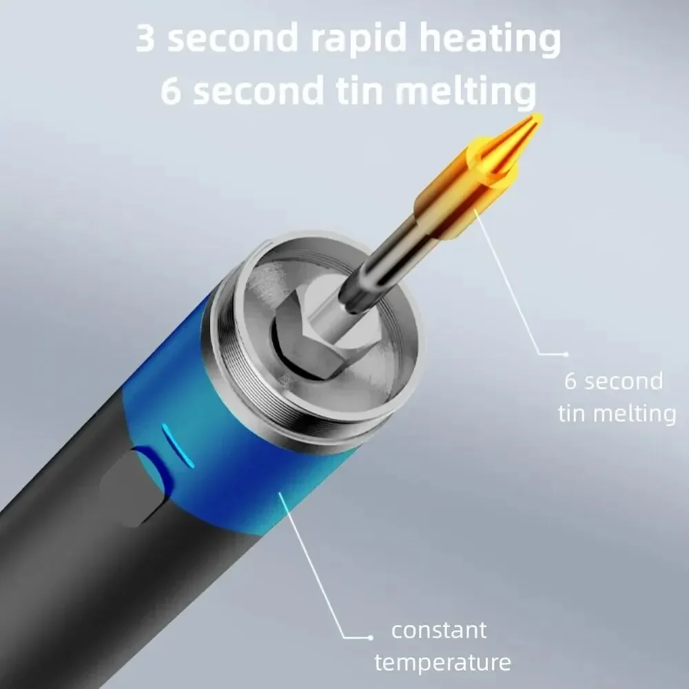 

USB-паяльник 5В, миниатюрный, с регулировкой температуры, для домашнего использования, набор для пайки с точным контролем, прочный и компактный.