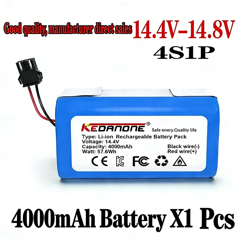 

6800mAh 18650 battery pack 14.4V 2600mAh lithium ion battery, suitable for Xiaomi G1 Mi Essential MJSTG1 robot vacuum cleaner,