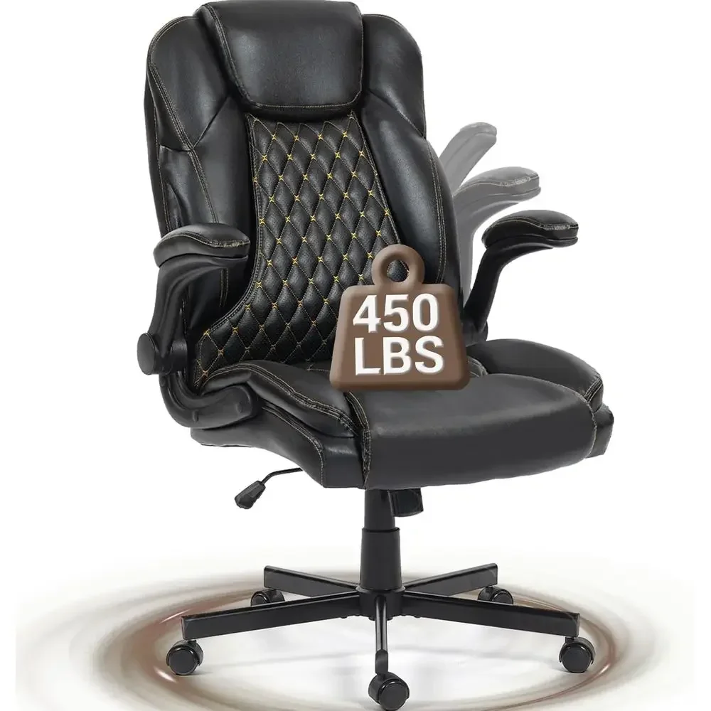 Ergonomic Heavy Duty Big and Tall Office Chair - 400 lbs Capacity, Extra Wide Seat, Lumbar Support, Rocking Feature, Black
