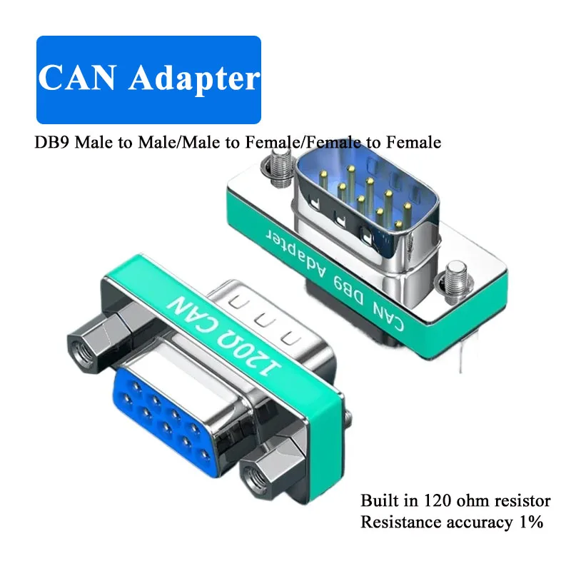 DB9 CAN Bus Conversion Connector Male Female Serial Port Conversion Plug Built-in 120 ohm CAN Terminal Resistance w 1% Accuracy