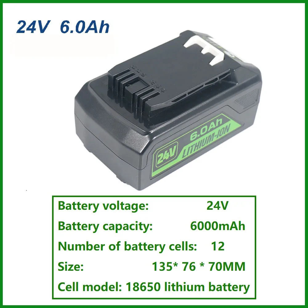 24V 6.0Ah Li-ion Battery for Greenworks Power Tools 20362 MO48L4211for Lawn Mower Trimmer Blower Replacement Power Tools P108