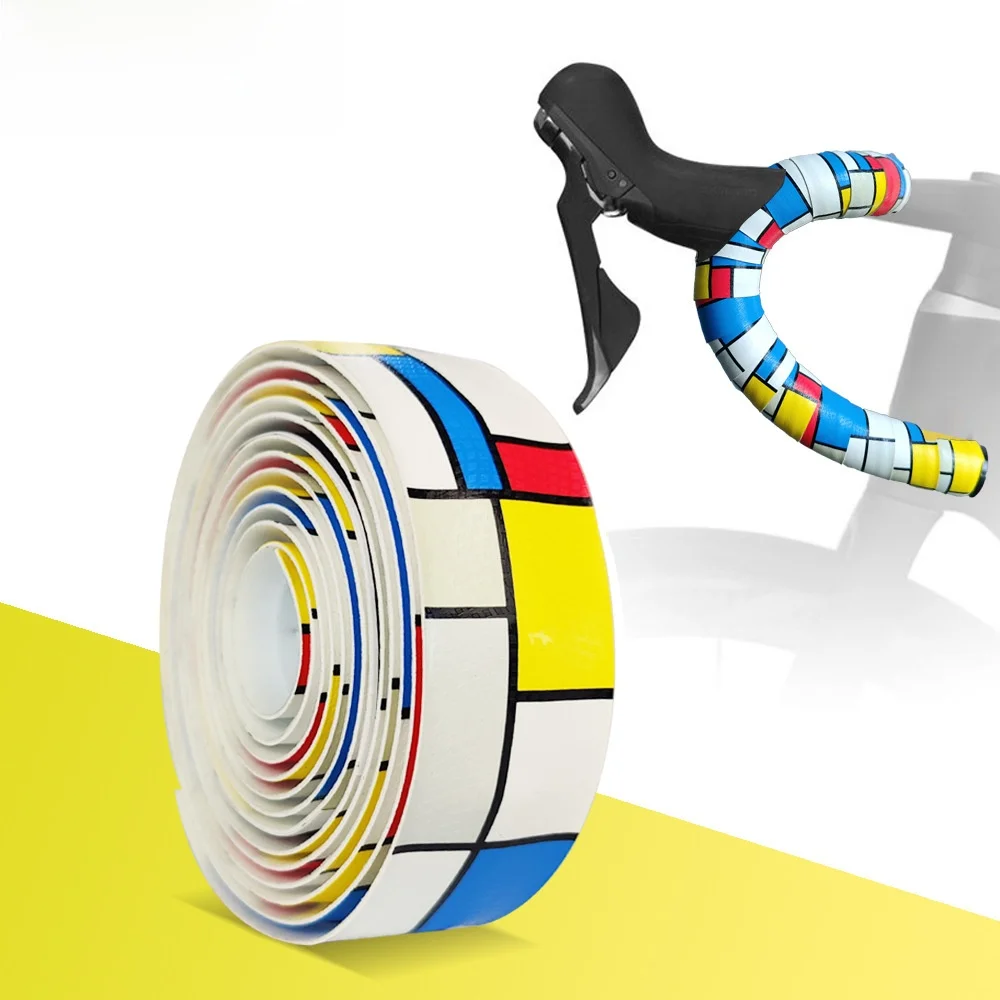 

Лента на руль шоссейного велосипеда RAEL LOOK Mondrian из искусственной кожи, дышащая противоскользящая o-поглощающая велосипедная пленка