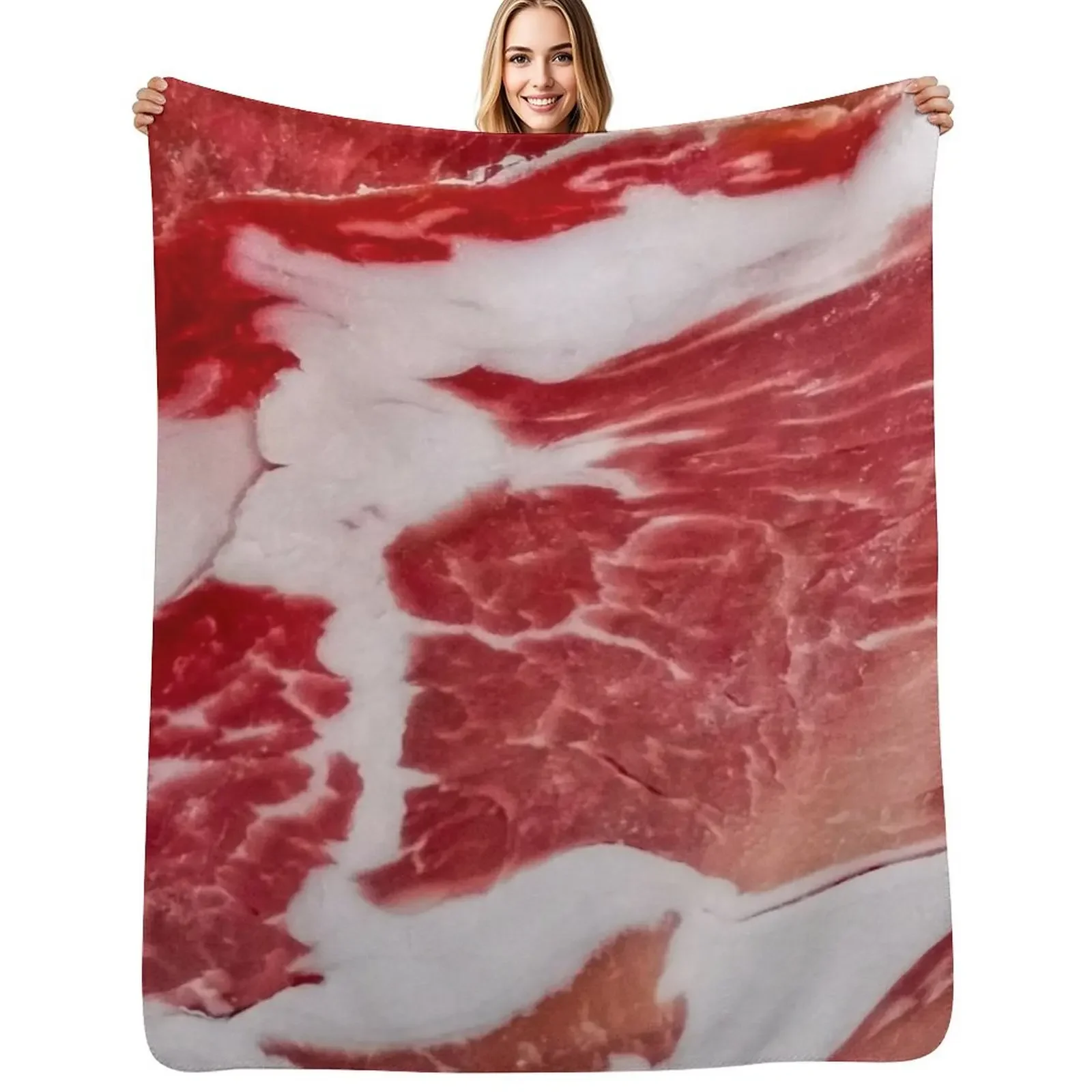 

Meat Texture Closeup Throw Blanket Furry Plush Summer Beddings Luxury Designer Blanket