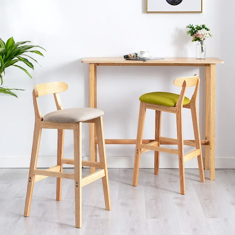 Design Wood Bar Stool Nordic Kitchen Japanese Vanity Dining Chairs Patio Table Sedie Sala Da Pranzo Balcony Furniture