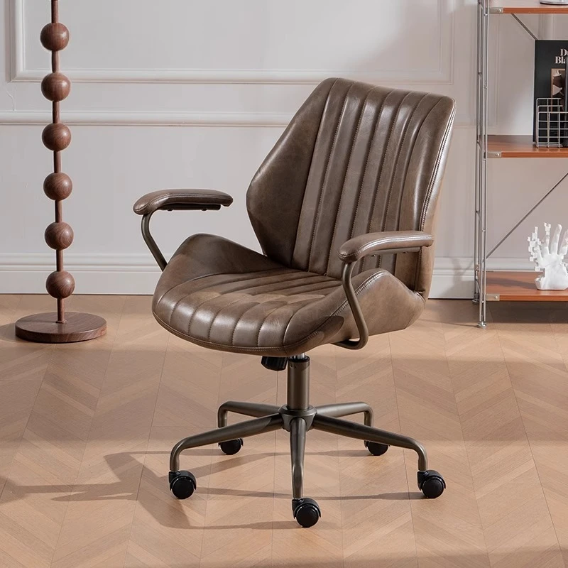 Designer Leather Office Chair Modern Throne Swivel Wheels Office Chair Reading Comfortable Sillas De Oficina Home Furniture