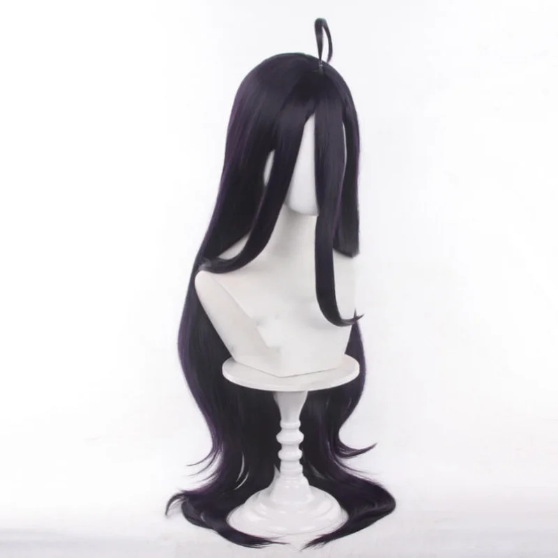 Peruca Cosplay Albedo 100cm Anime Overlord, Peruca Roxa Profunda e Preta, Resistente ao Calor, Sintética + Touca para Peruca