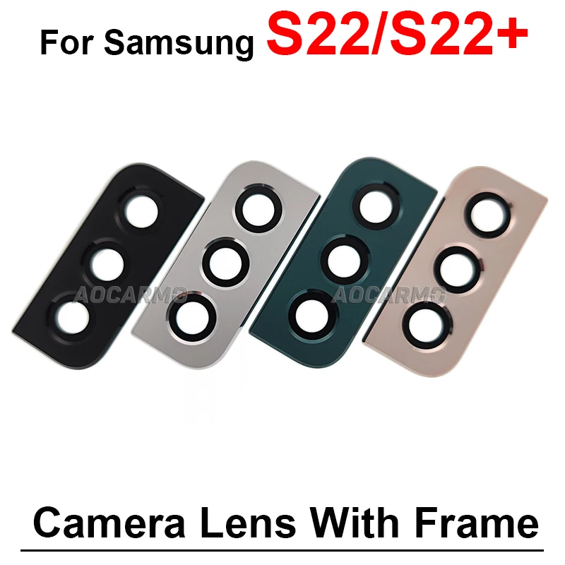 عدسة الكاميرا الخلفية باللون الوردي والأخضر والأسود والأبيض مع قطع غيار الإطار لهاتف سامسونج جالاكسي S22 Plus Ultra S22+ S22Ultra