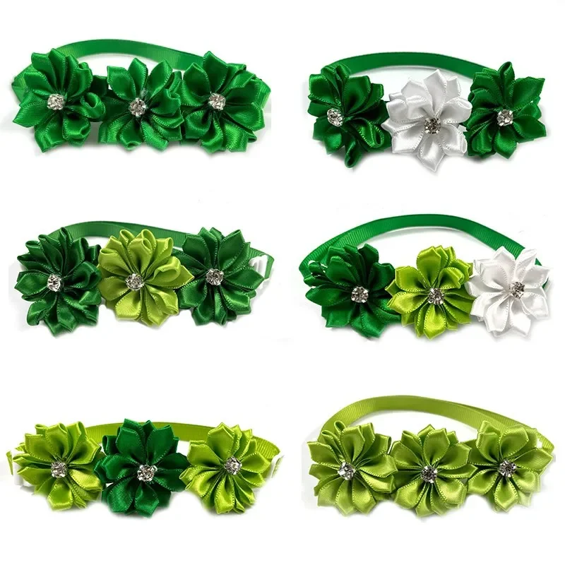 50pcs St. Patrick\'s Day Pet Cat Dog Pet Bow Tie Bandana Dog Bows Small Dog Grooming Accessories Large Dog Holiday Pets Supplies