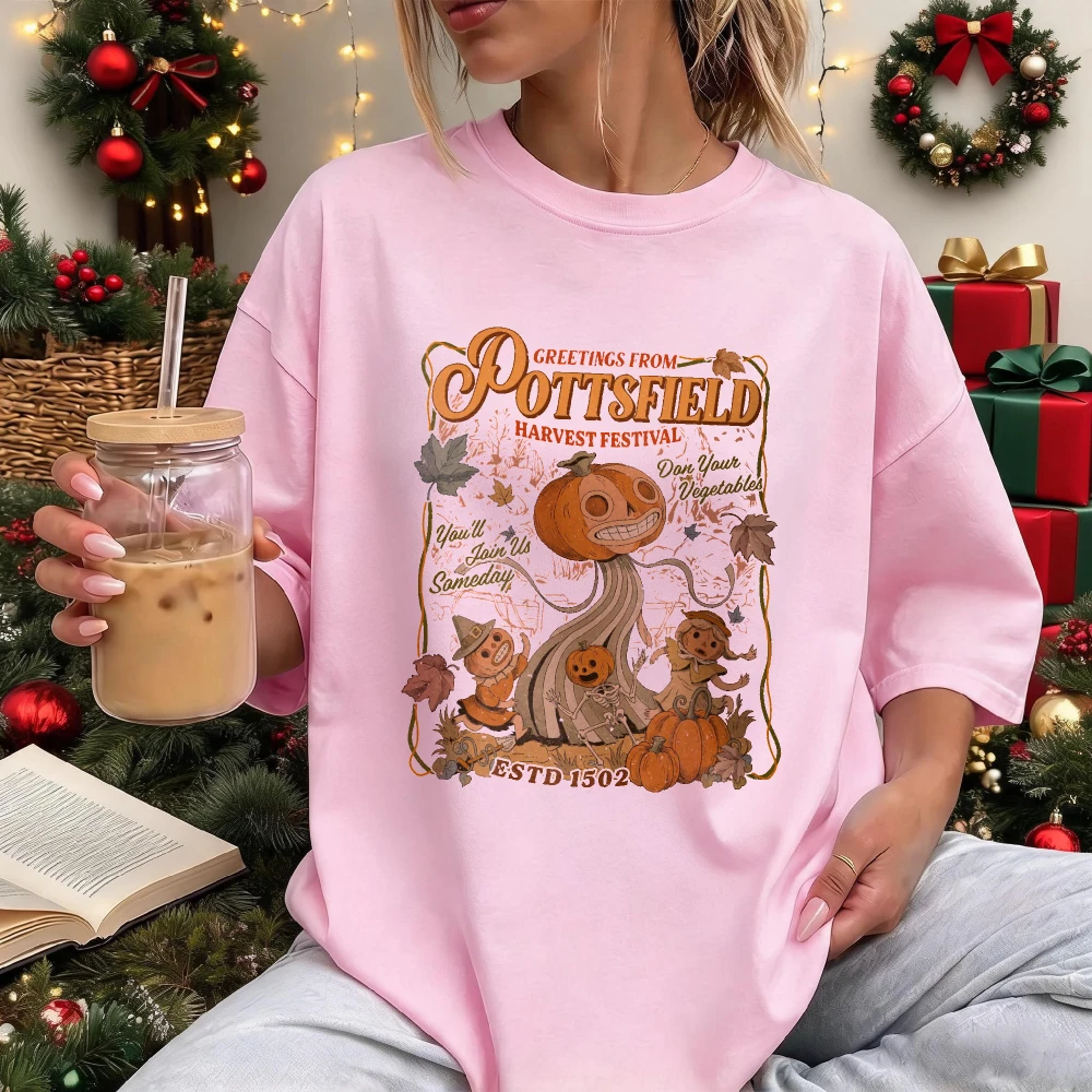 Greetings From Pottsfield Harvest Festival T-Shirt OTGW Inspired Halloween Tee Vintage Pumpkin Tshirt Cozy Spooky Season Gift