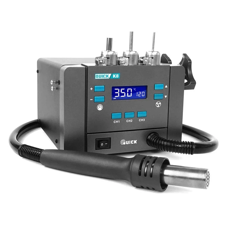 QUICK 2022 New 1000W  K8 Lead-Free Hot Air SMD Rework Station Soldering Station Power For Repair Mobile Phone IC Chips Welding