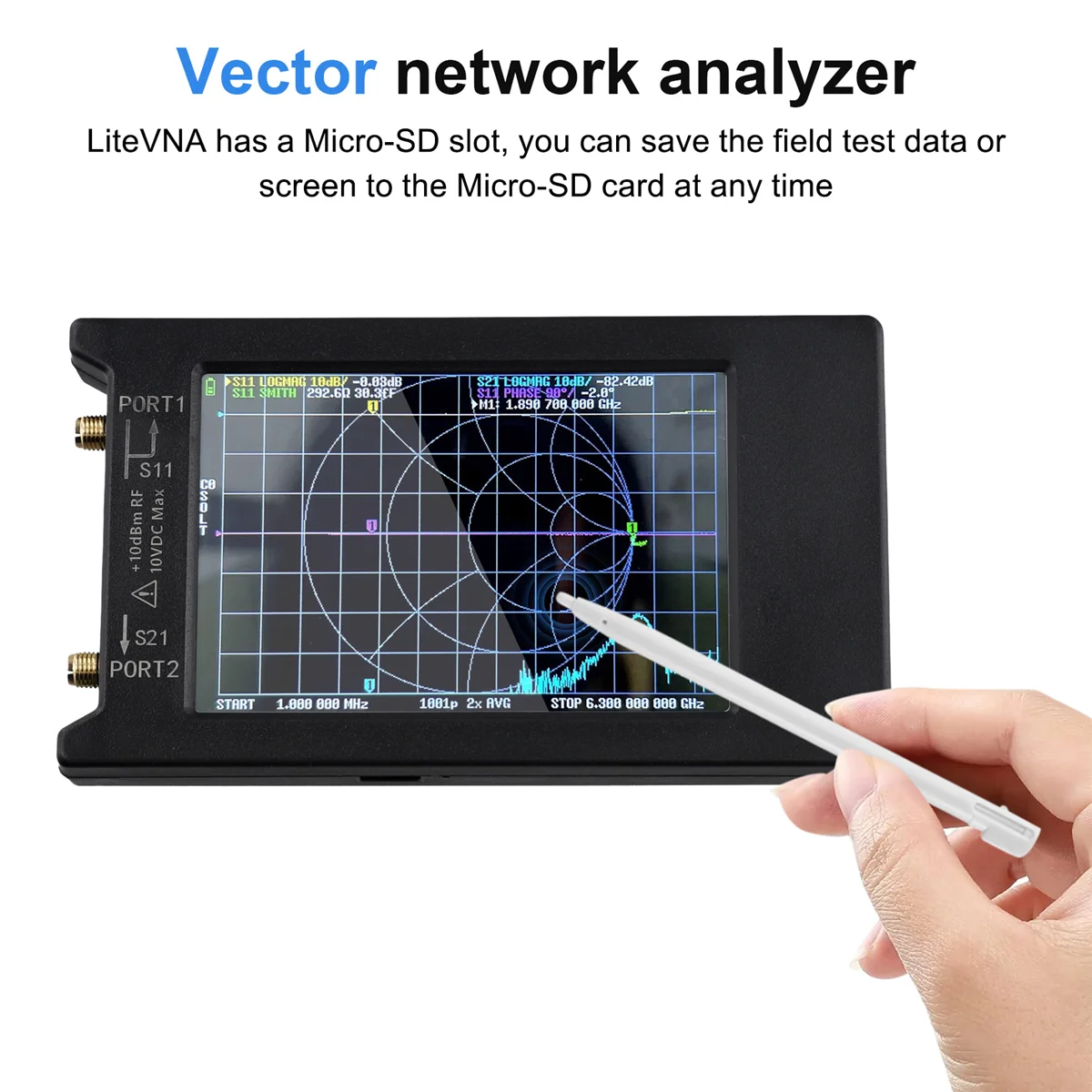 Nuevo LiteVNA-64 50KHz-6,3 GHz LiteVNA 4 pulgadas pantalla táctil analizador de red vectorial HF UHF antena analizador actualización de