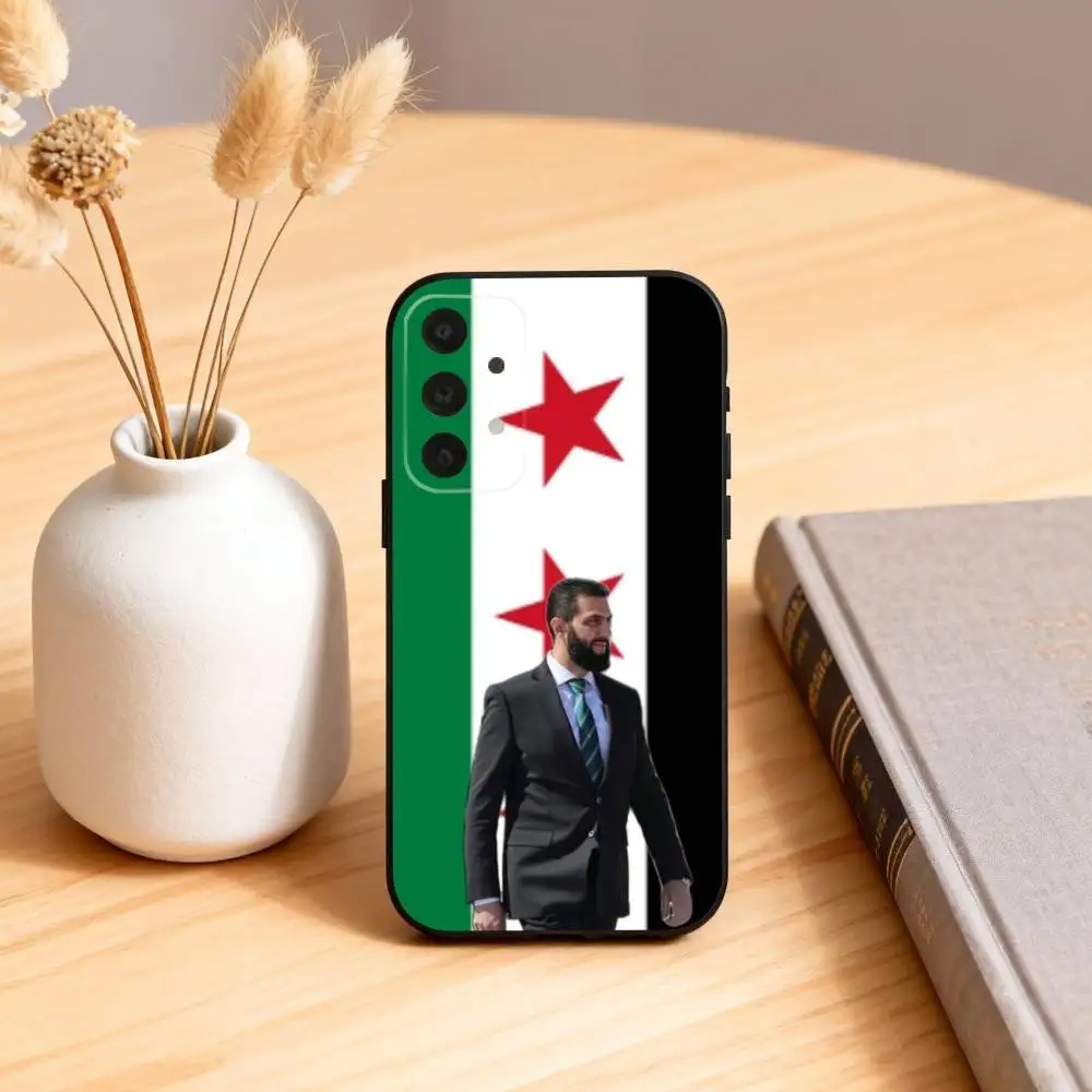 أحمد الشارا سوريا العلم جراب هاتف لسامسونج S25,24,23,22,30,21,10,9,Ultra,Plus,Lite,FE,4,5G حافظة سوداء ناعمة