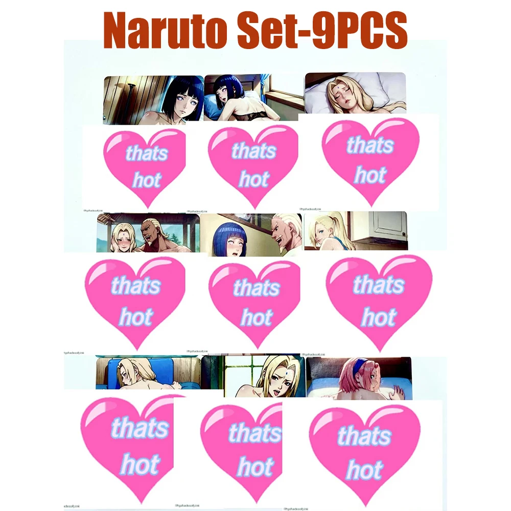 Tarjetas de Naruto 9 unids/set DIY tarjetas de Anime Waifu Sexy desnudo Tsunade Hinata Sakura decoración colección tarjeta niños juguetes regalos de