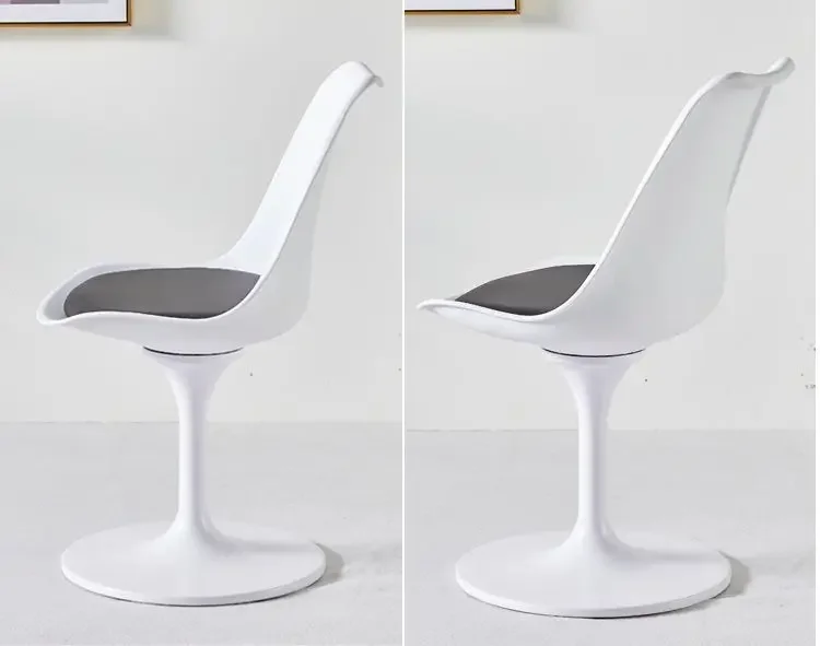 ee-Modern Swivel Chair with Plastic Back and Metal Legs Stylish Living Room Bedroom Comfortable and Chic Casual Seating