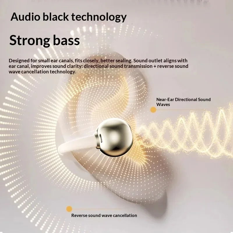 Clip‑on Bluetooth Wireless Earbuds Hi‑Fi Stereo Sound Extended Playtime Digital Battery Indicator Secure Non‑slip Wearing