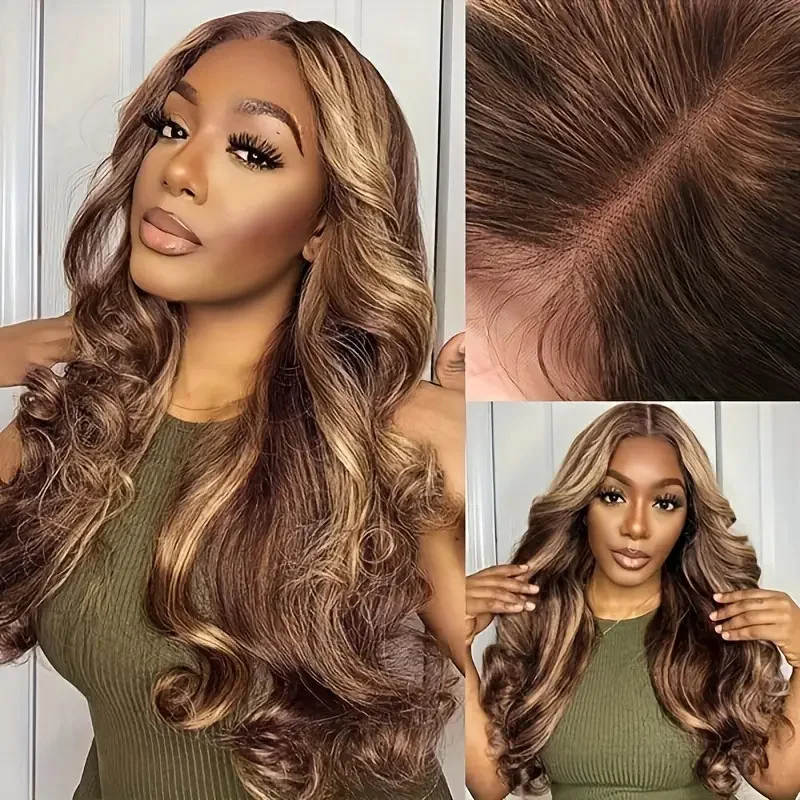 30 32 Inch 250% 13X4 Ombre Highlight Lace Front Human Hair Wig 13x6 Body Wave Highlight HD Lace Frontal Wigs