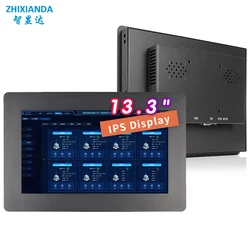 13.3 Inch 1920*1080 Wall Mount Embbed Capacitive Touch Screen Panel Display Computer LCD Monitor with HDMI VGA