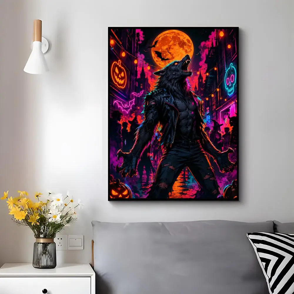 h-Halloween Werewolf Poster Modern Luxury Wall Poster Home Decor Space Enhancer
