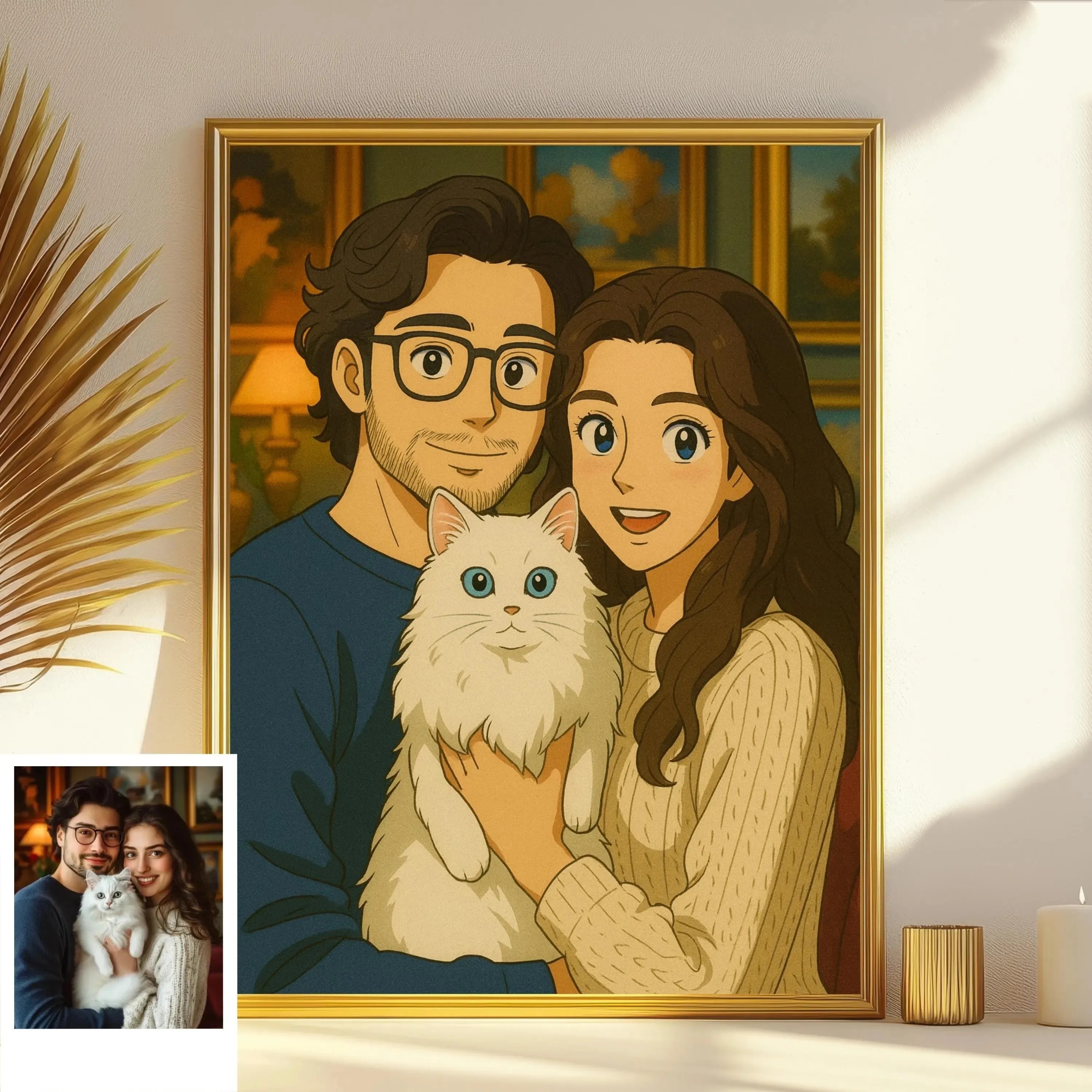 Anpassung personalisierte Ghibli-Stil Leinwanddruck Poster Porträt Foto Kunstdruck Heimdekoration Geschenk rahmenlos