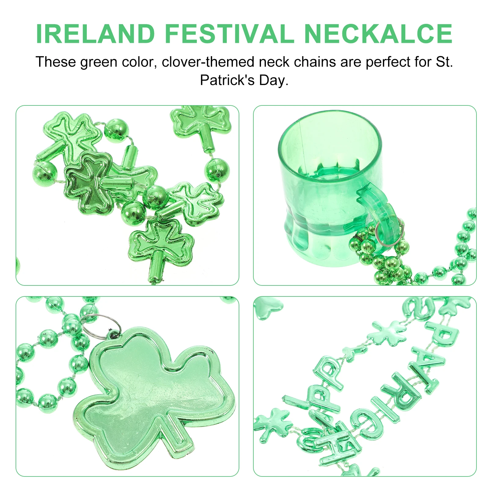 

5pcs Shamrock Party Ireland Ireland Festival Neckalce Parade Patricks Day Necklace Long Lasting Plastic Toys