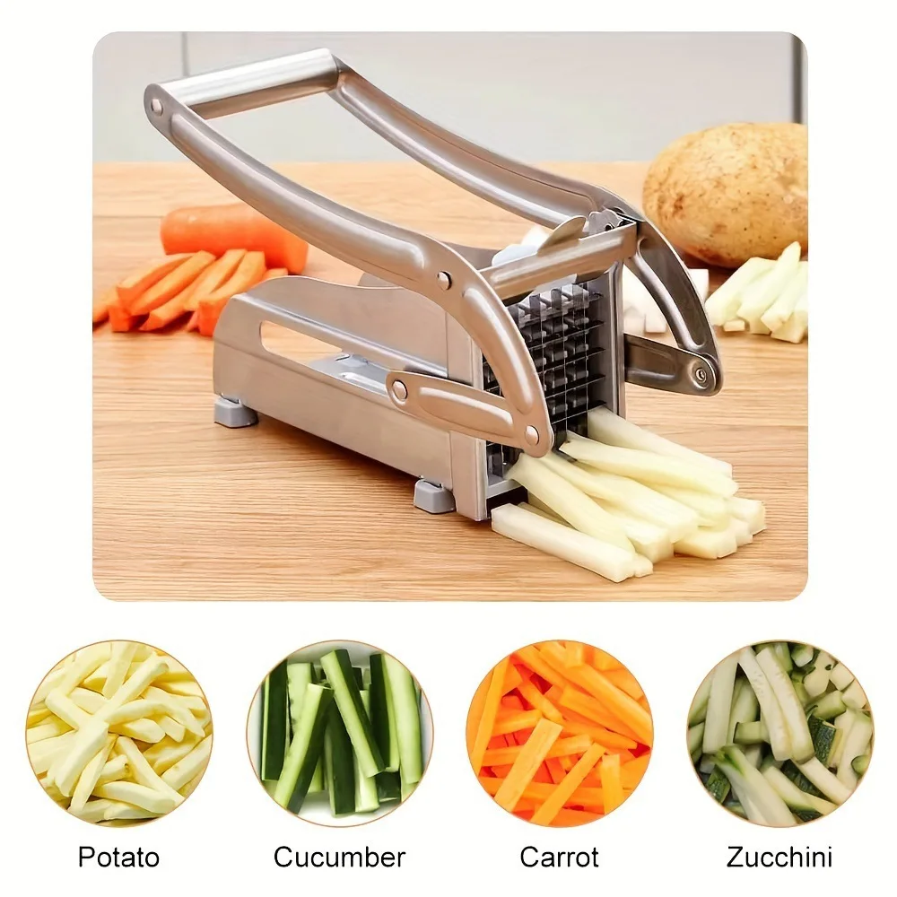 

Multifunctional Potato Cutter Stainless Steel Cut Manual Vegetable Cutter Tools Fast Cutting With 2 Blades Manual Fries Machine