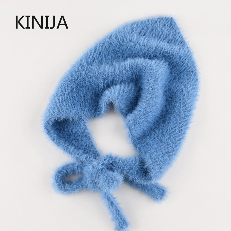 الحجاب الفرنسي المرأة الربيع الشتاء الدافئة أفخم محبوك مثلث وشاح الحلو ولطيف الدانتيل متابعة غطاء عقال #5