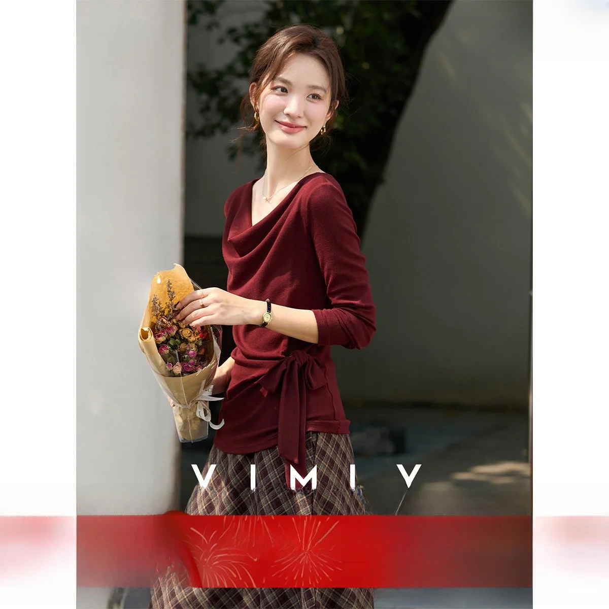 

Женская вязаная футболка с длинным рукавом, с поясом, облегающая, осенне-зимняя, Vimaly Fashion, простой стиль, однотонная