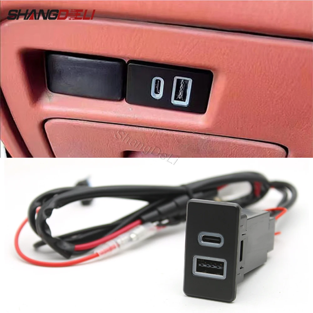 12V Quick Dual Port Charge USB QC3.0 Type-C PD Interface Socket Fast Car Cell Phone Charger For Nissan Patrol Y60 Y61