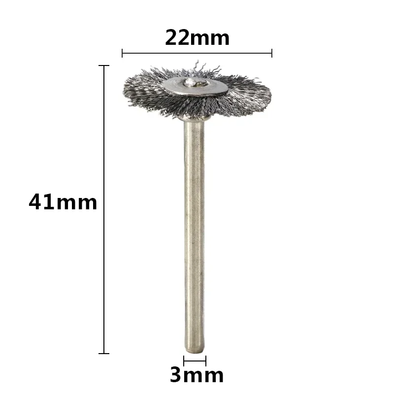 10pcs 22mm Polishing Wire Brush Set 3.0mm Shank Stainless Steel/Brass for Polishing Grinding For Dremel Rotary Tools
