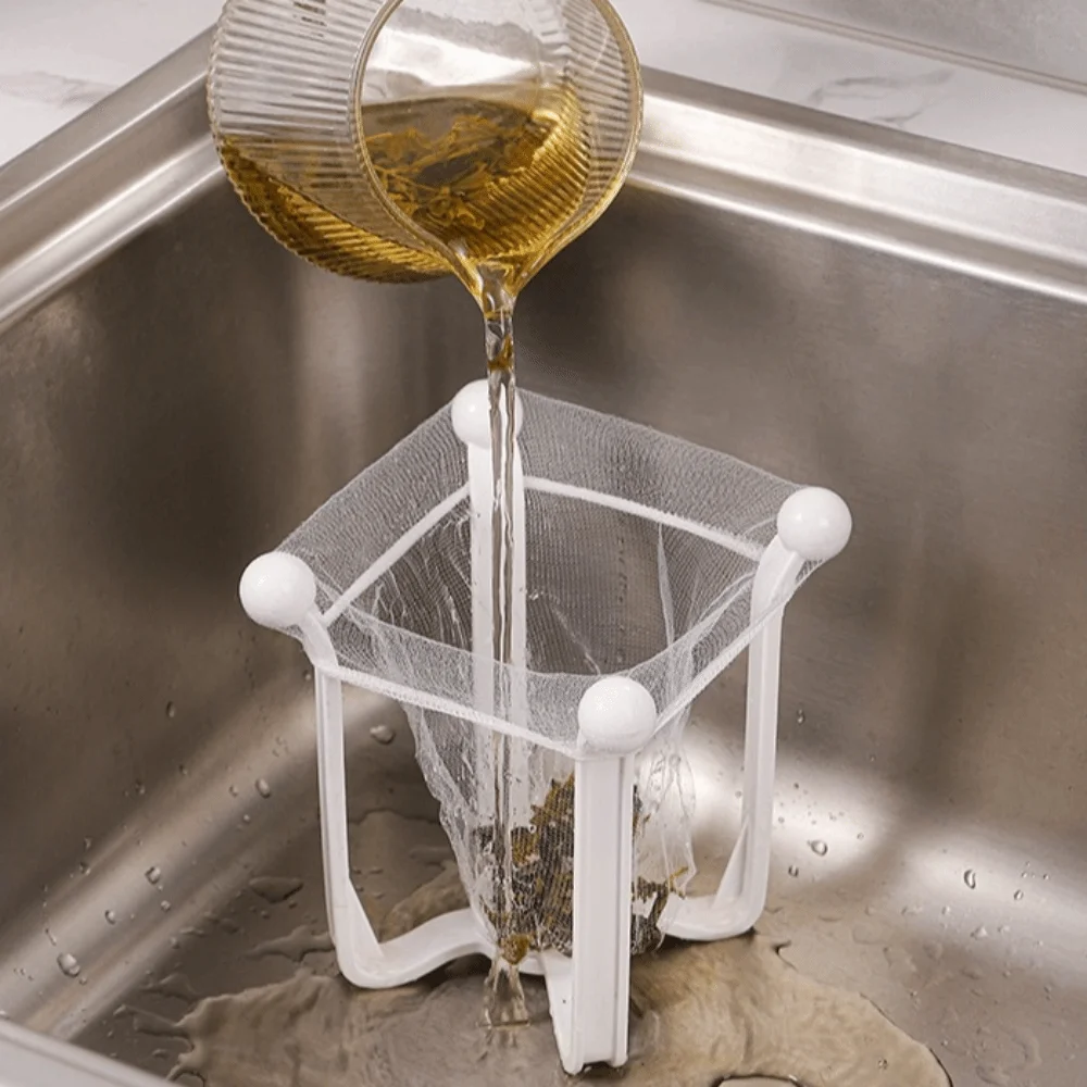 New Plastic Kitchen Sink Strainer Open Storage Anti-Clog Sink Drain Rack with 50 Filter Mesh White Garbage Strainer Home Use