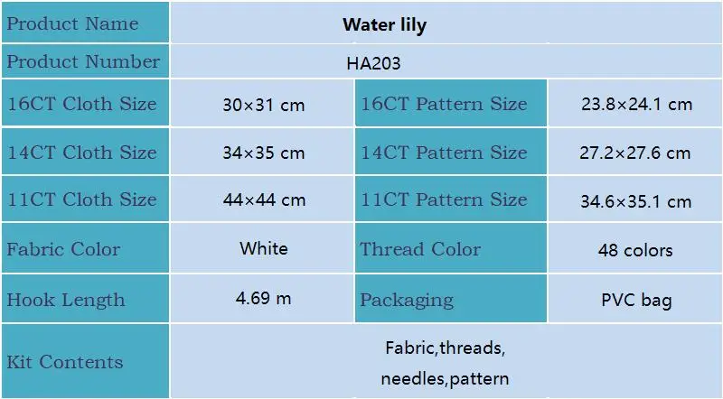 Cross Stitch Kit Joy Sunday Water Lily HD Pattern Printed Counted Fabric Aida 16CT 14CT 11CT DIY Embroidery Kit Home Decor New