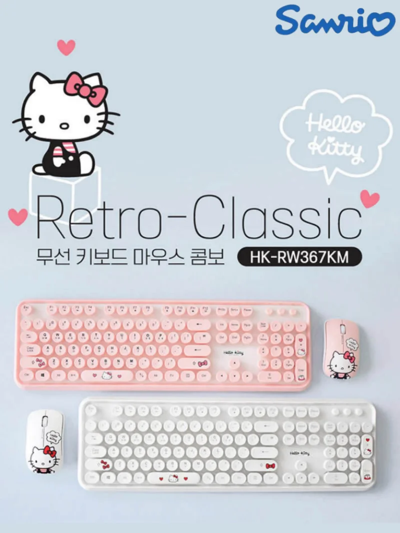 Kawaii Sanrios Hello Kitty Bluetooth Wireless Mouse Keyboard for Laptop PC Tablet Anime Kuromi My Melody Cartoon Cute Gift