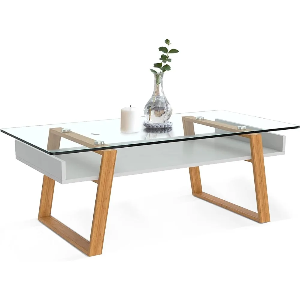 

Modern Glass Coffee Table - Elegant Centerpiece for Living Room Decor with Tempered Glass Top, Sleek Design as A Gift