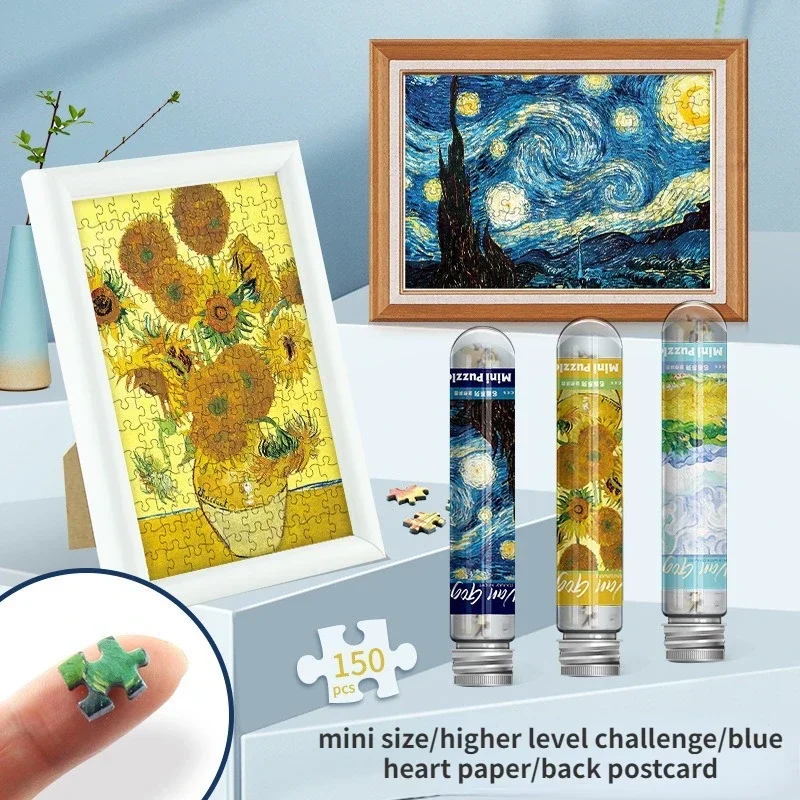 大人と子供のためのミニジグソーパズル、小さなカプセルチューブ、インテリジェントゲーム、10x15cm、150個