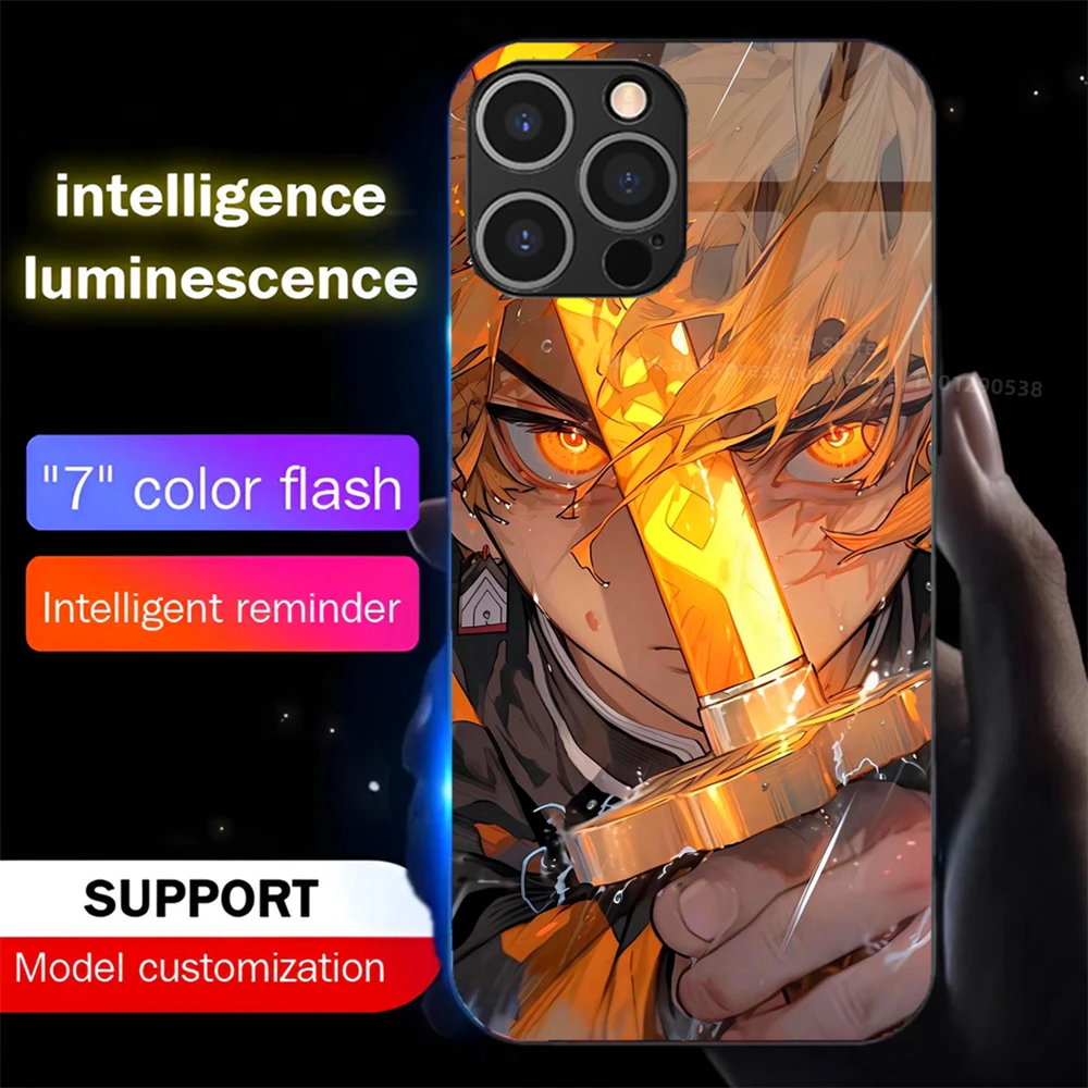 

Hot Sale Anime Cartoon LED Calling Light Flash Phone Case Smart Luminous Cover For iPhone 16 E 15 14 13 12 11 Pro Max XR X Plus