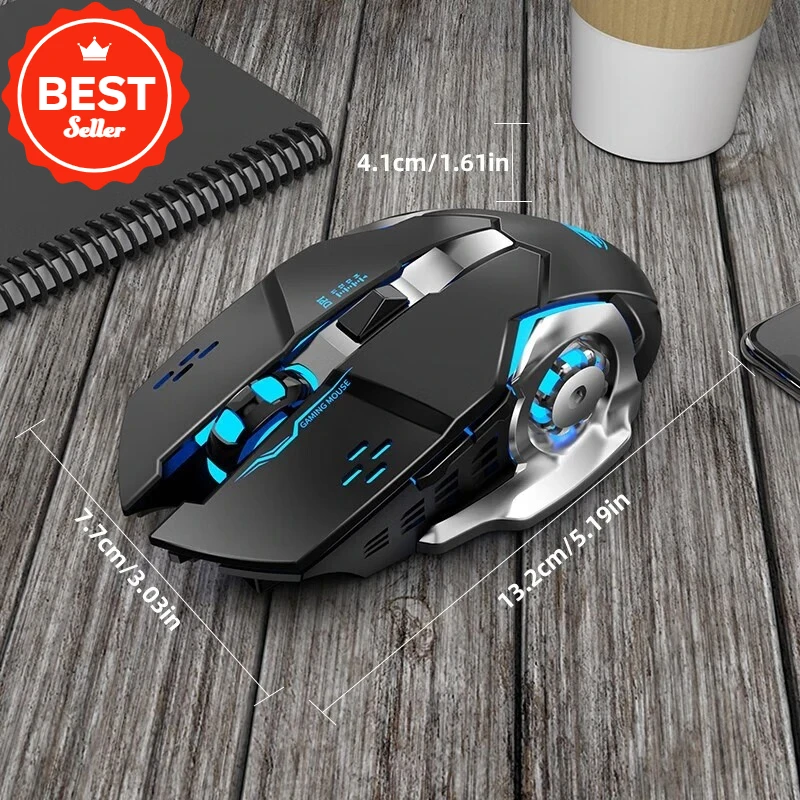 

EWEADN G306 Wireless 2.4G Gaming Mouse, Rechargeable Type-C Metal mechanical Mouse, Electroplating side wing home office mouse