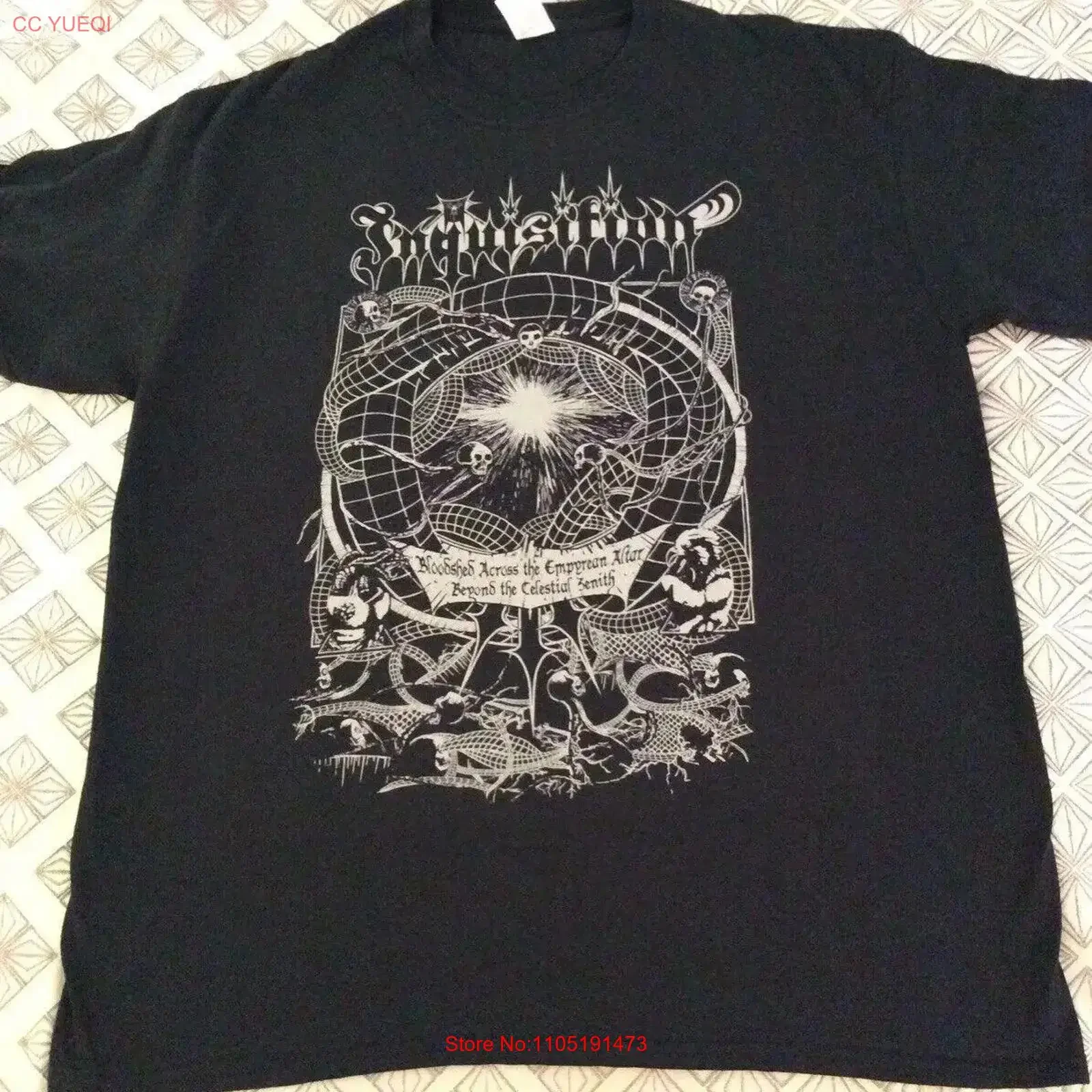 INQUISITION T Shirt L The Chasm Urfaust Dawn Windir Absu Urgehal Djevel vintage lavé étiré vêtements de créateurs doux