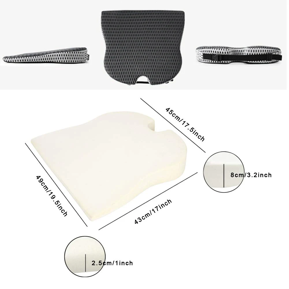 Car Wedge Cushion for Car Driver Office Chair Wheelchairs Memory Foam Cushion-Orthopedic Support and for Lower Back, Tailbone,