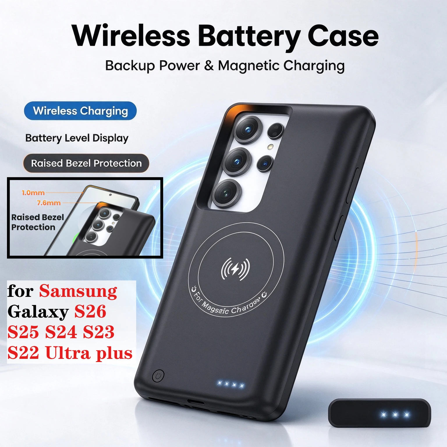 10000mAh Battery Case for Samsung Galaxy S26 S25 S24 S23 Ultra Plus Portable Wireless Phone Protective Cover Magnetic Power Bank