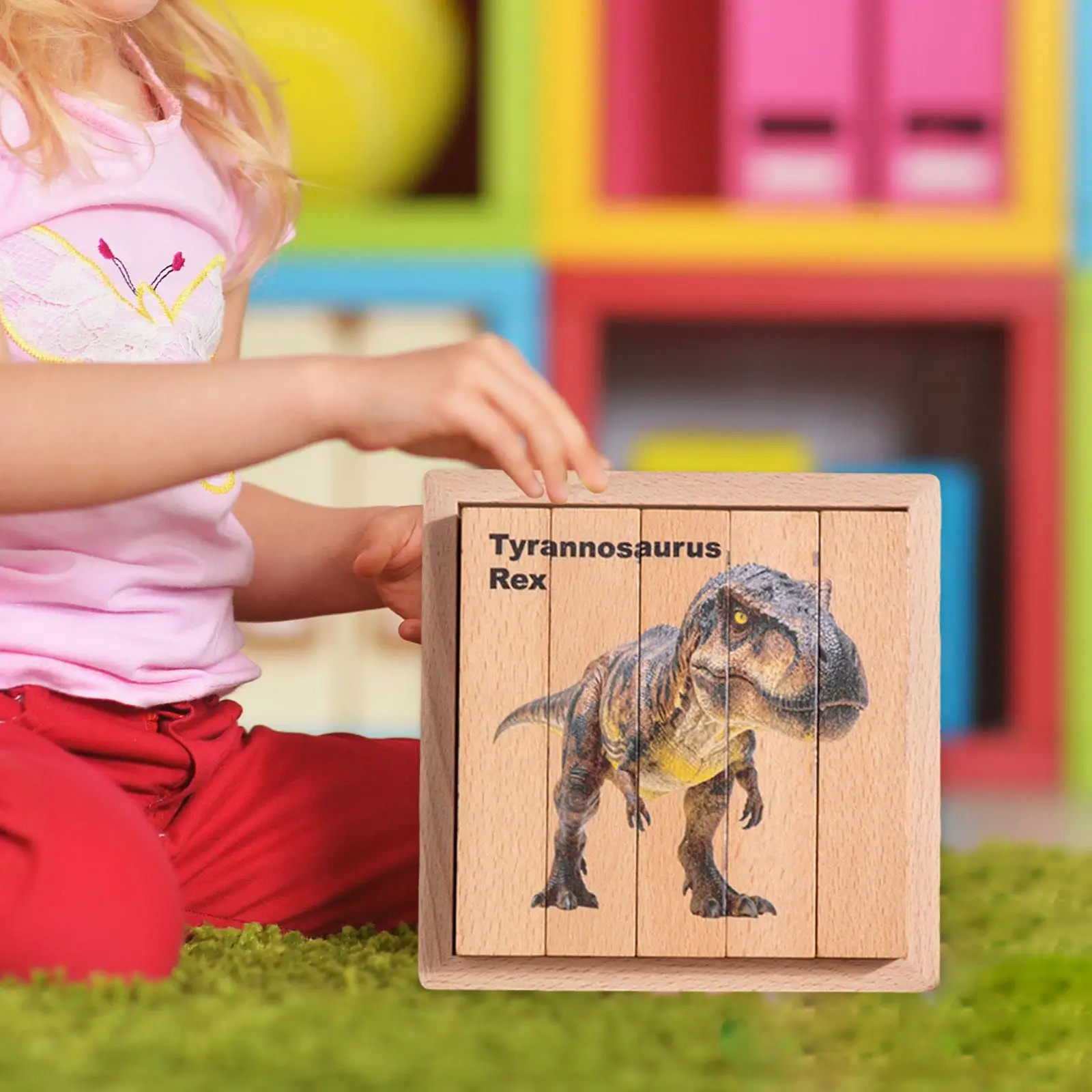 Kids Educational Animal Puzzle Toy Beechwood 3D Rotating Block Sensory Montessori Game for Preschool Learning