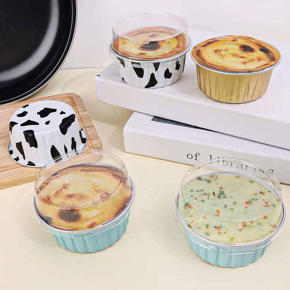 10Pcs Aluminum Foil Tin Cups Reusable Aluminum Foil Tin Pudding Cup Cake Mold Wedding Cupcake Wrapper Kitchen Baking Accessories