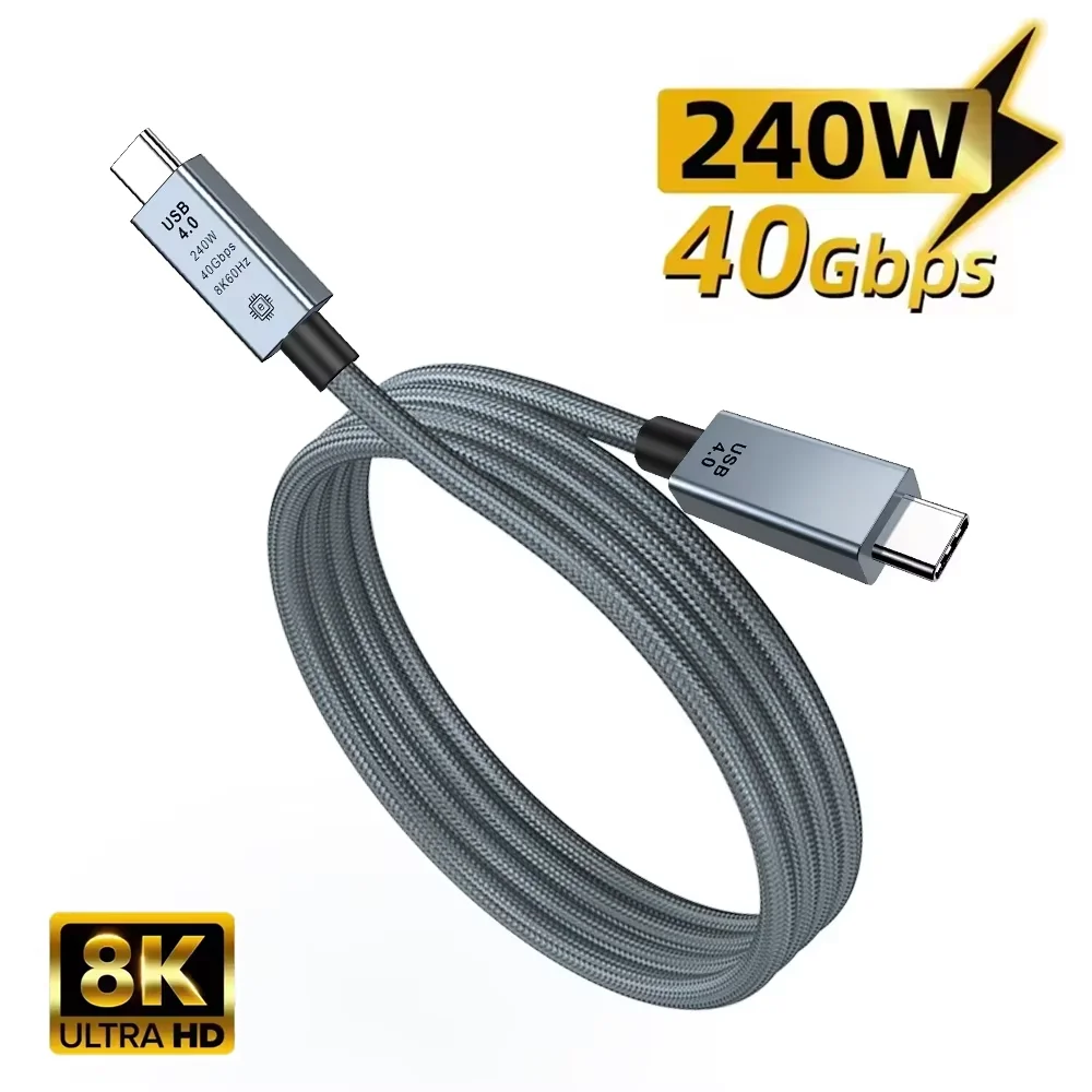 

Кабель USB4 40 Гбит/с 240 Вт 8K для Thunderbolt 4, быстрая зарядка Type-C, Thunderbolt 3, USB 4.0, кабель USB-C-C для передачи данных для ноутбука