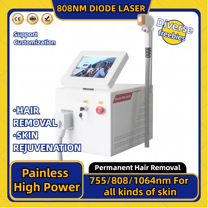 

808nm Diode Permanent Hair Remove 3 wavelengths Fast Depilation Painless Follicle Penetration Skin Rejuvenation Device