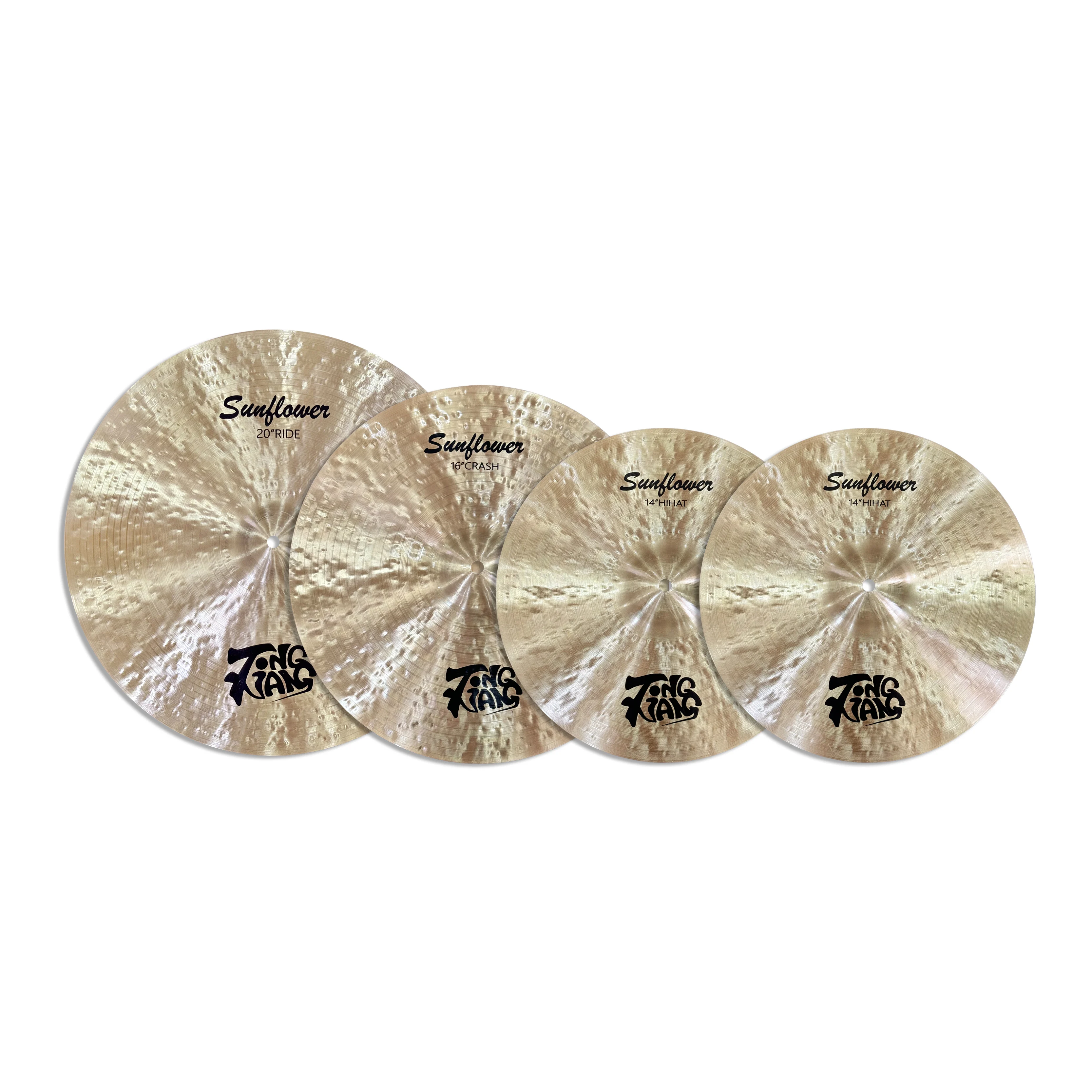 Sunflower Series Professional Drum Cymbals 14"Hihat 16"Crash 20inch Ride Cymbal Pack For Drummers
