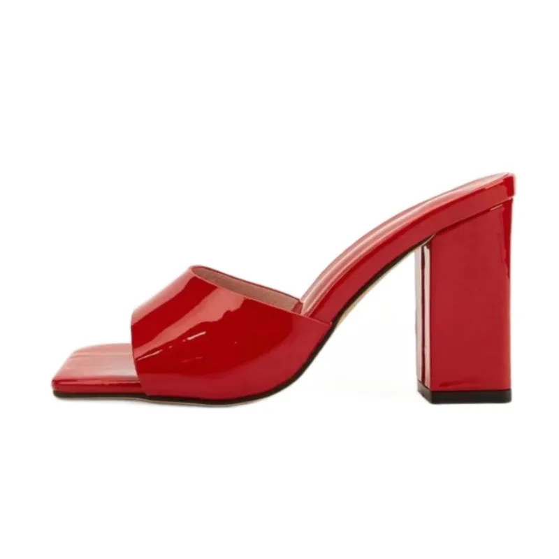 High Heels Slippers Women Square Toe Sandals Elegant Shoes 2025 Trend Summer Dress Open Toe Pumps Casual Beach Chunky Sandalias