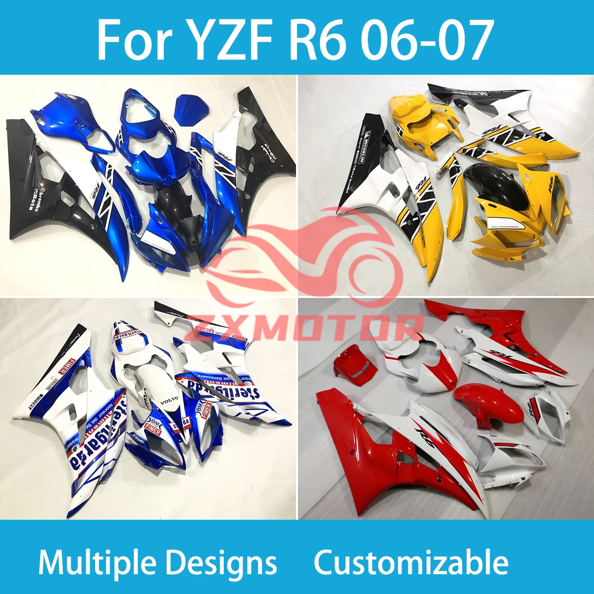 مجموعة هدايا مخصصة جديدة لياماها YZF R6 2006 2007 انسيابية للدراجات النارية ABS حقن هيكل السيارة مجموعة كاملة R 6 06 07 #1