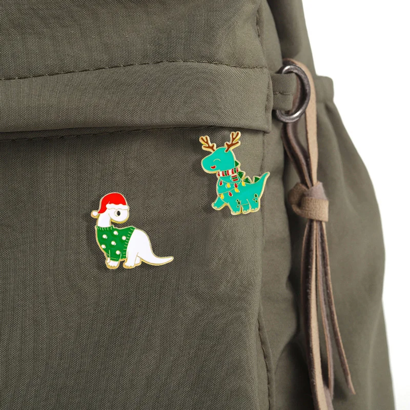 Creative design of Christmas cartoon badge brooch, dinosaur flying dragon and elk cute badge and badge