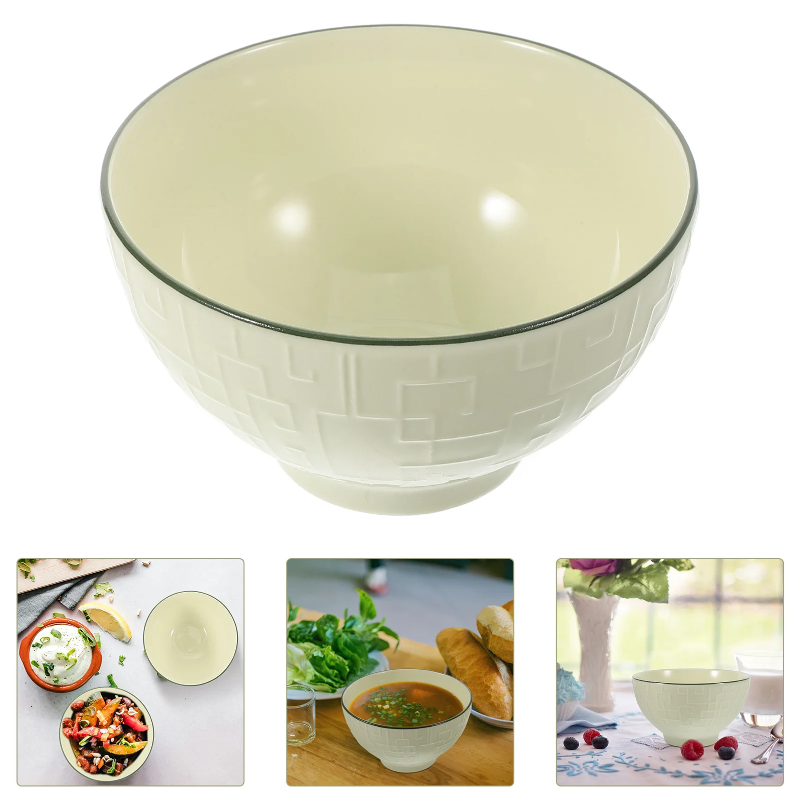 

3pcs Small Salad Bowl Dessert Bowl Ceramic Ice Cream Bowl Embossment For Chili Dipping Sauce Coffee Porcelain Soup Cups