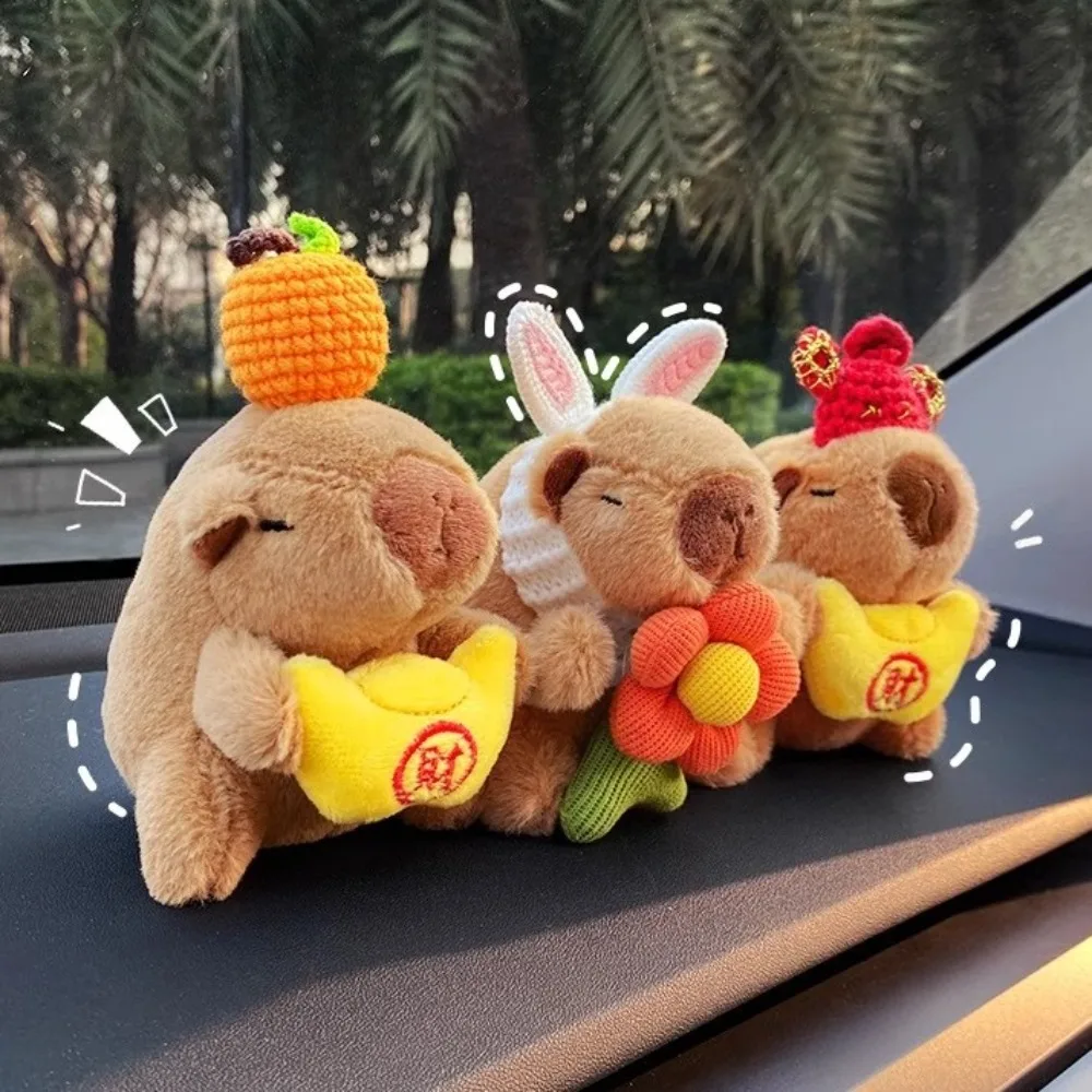 Orelhas de coelho capivara decoração do carro brinquedo de pelúcia simulação bonito brinquedos de pelúcia macio capivara roedor boneca ornamentos interiores do carro