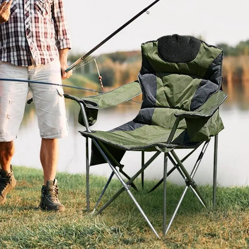 Portable Fishing Chair Compact  600D Oxford Cloth Small Garden Party Folding Chair Iron Structure For Barbecue